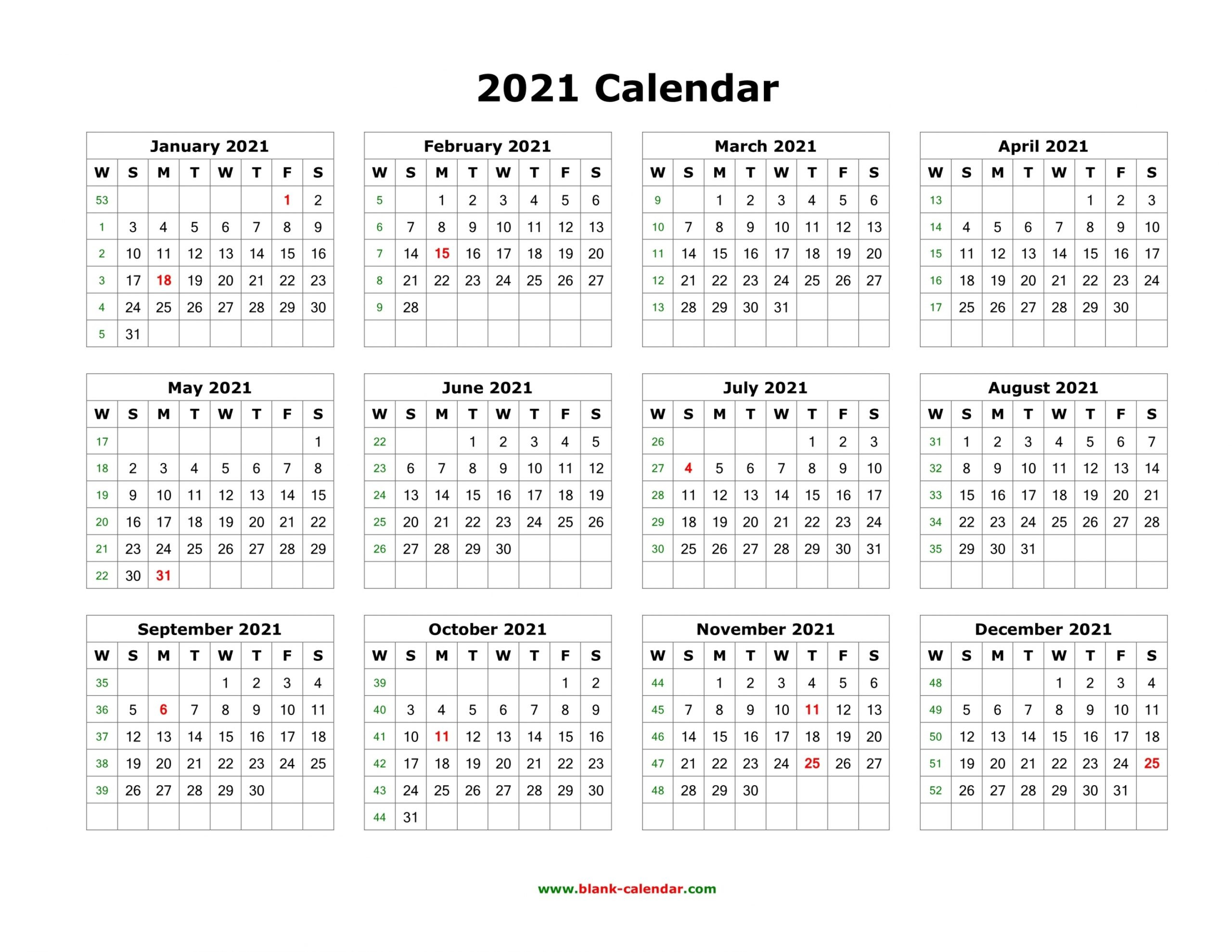 2021 Calendar One Page Template | Free Letter Templates-Calendar Template 2021 Printable Free