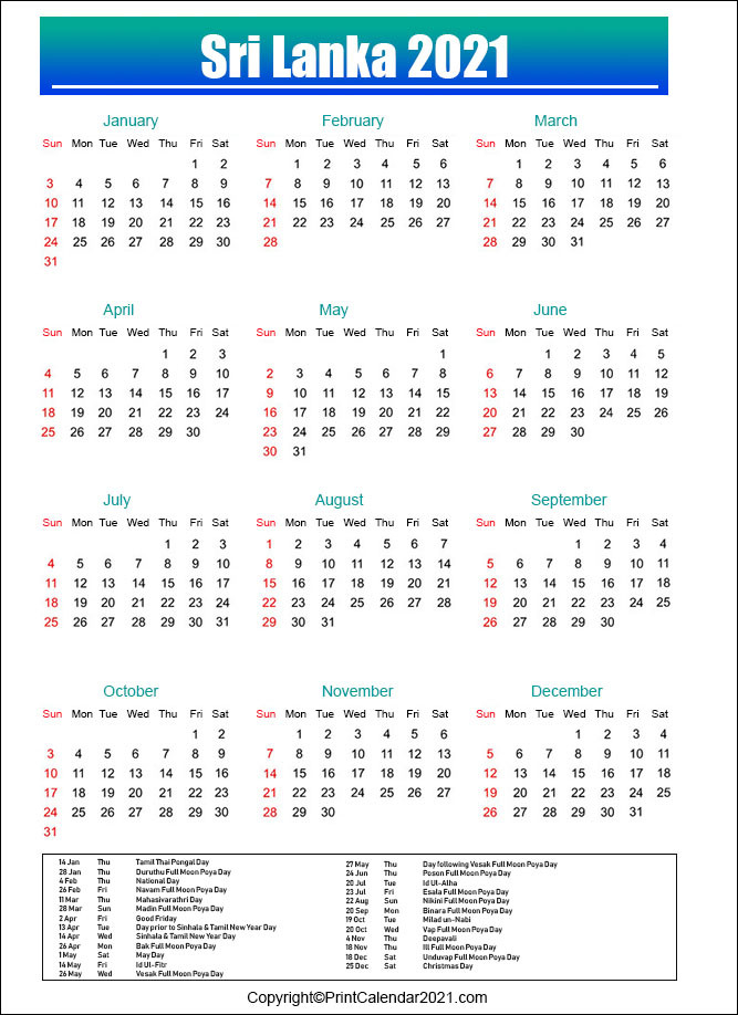 2021 Calendar Poya Day | Printable March-Mercantil Holidays For 2021 Sri Lanka