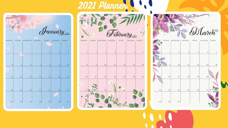 2021 Calendar Printable 2021 Calendar Template Monthly | Etsy-2021 Free Printable Monthly Calendar Pages Staple