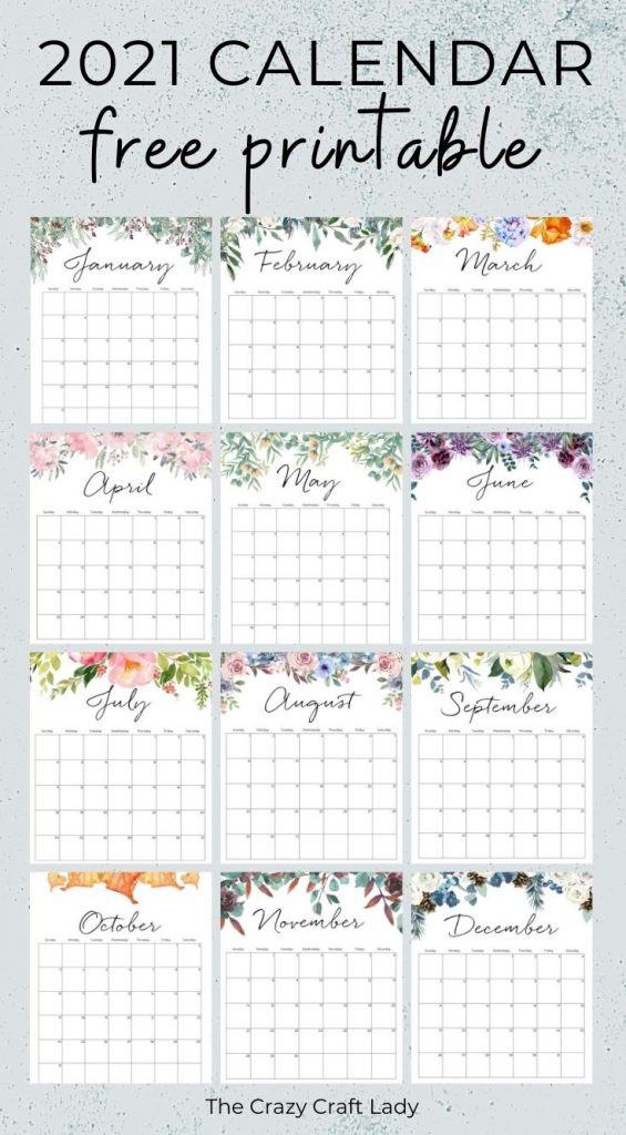 2021 Free Printable Floral Wall Calendar - The Crazy Craft-Running Calendars October 2021 Fill In