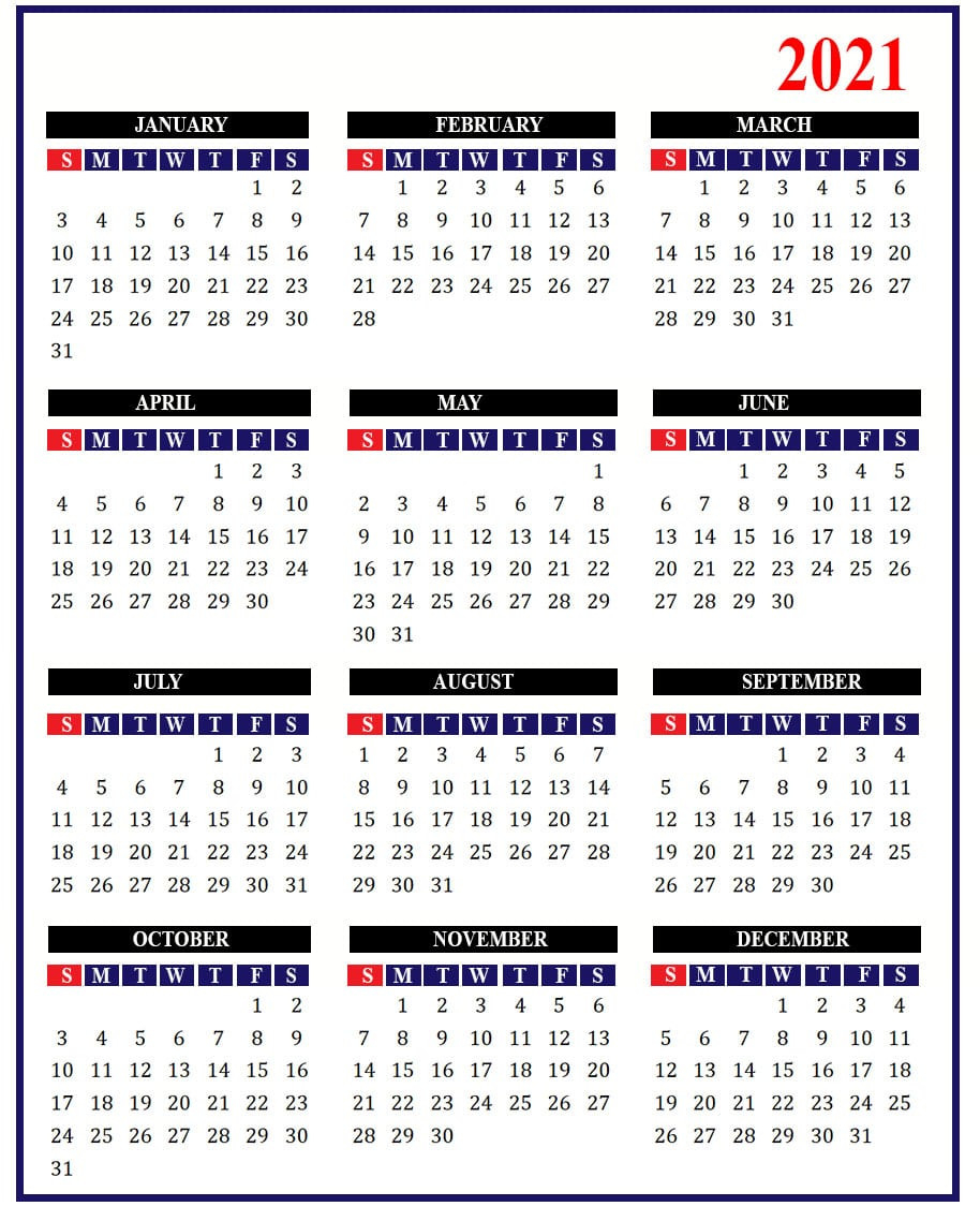 2021 Holidays | Free 2021 Calendar With Holidays-2021 Calendard For Vacation Schedule