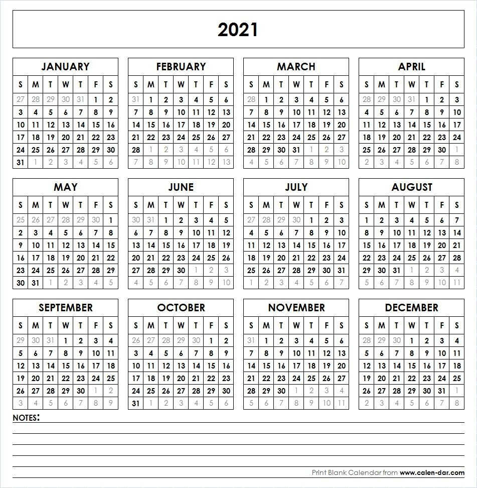 2021 Printable Calendar One Page-2021 Calendars To Fill In And Print