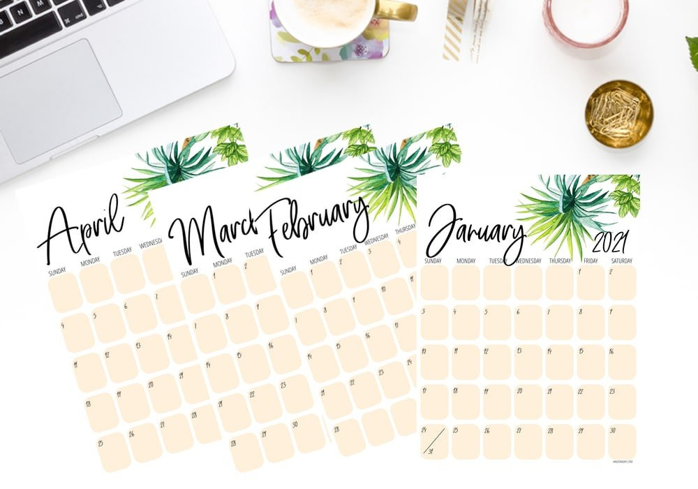 2021 Tropical Palm Tree Calendar Printables | Made In A Day-Running Calendars October 2021 Fill In