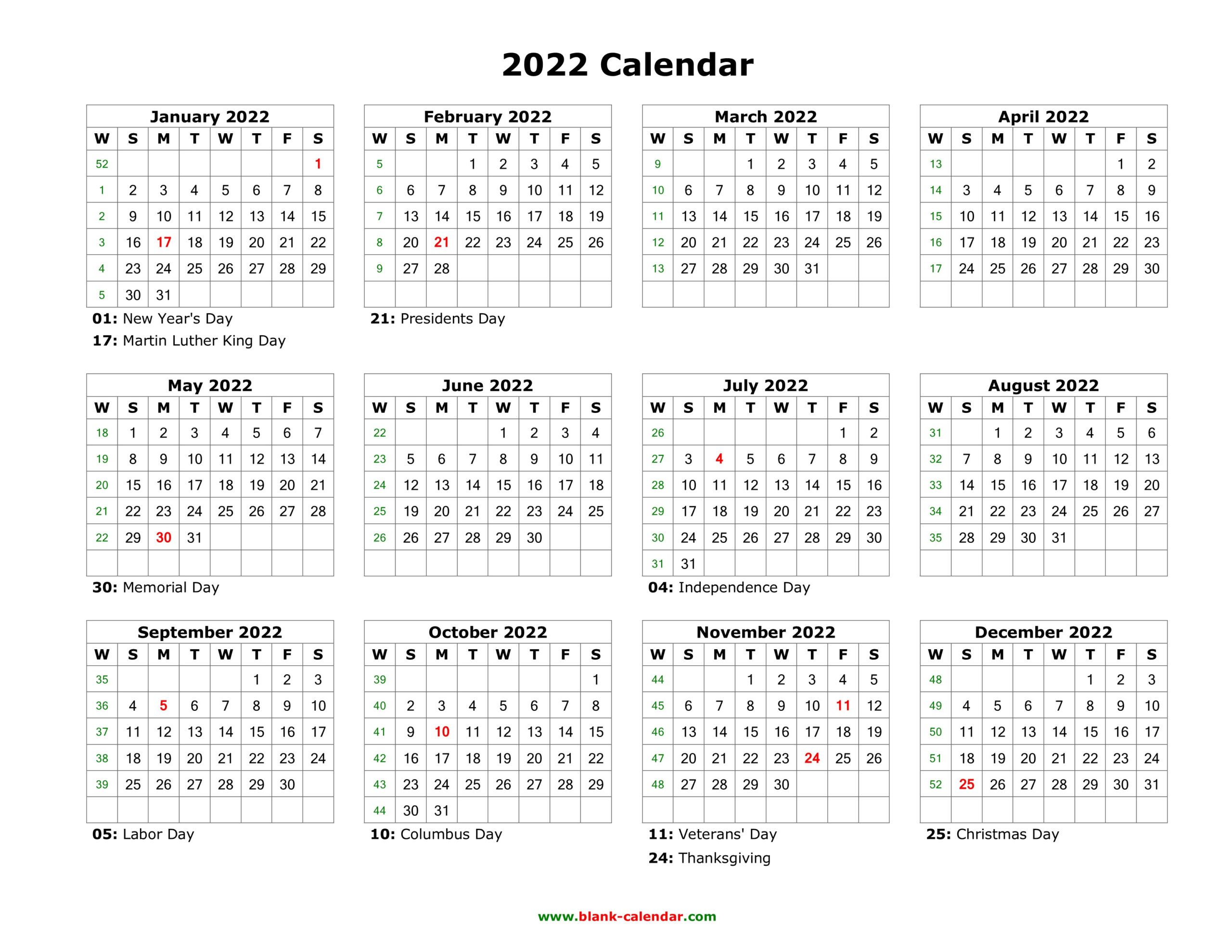 2022 Calendar Printable-2021 Monthly Calendar Printable Pdf