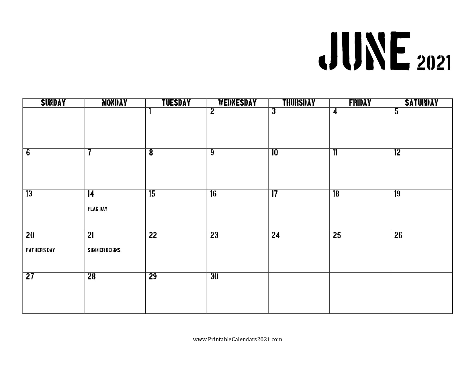 60+ Free June 2021 Calendar Printable With Holidays, Blank-2021 Blank Vacation Calendar