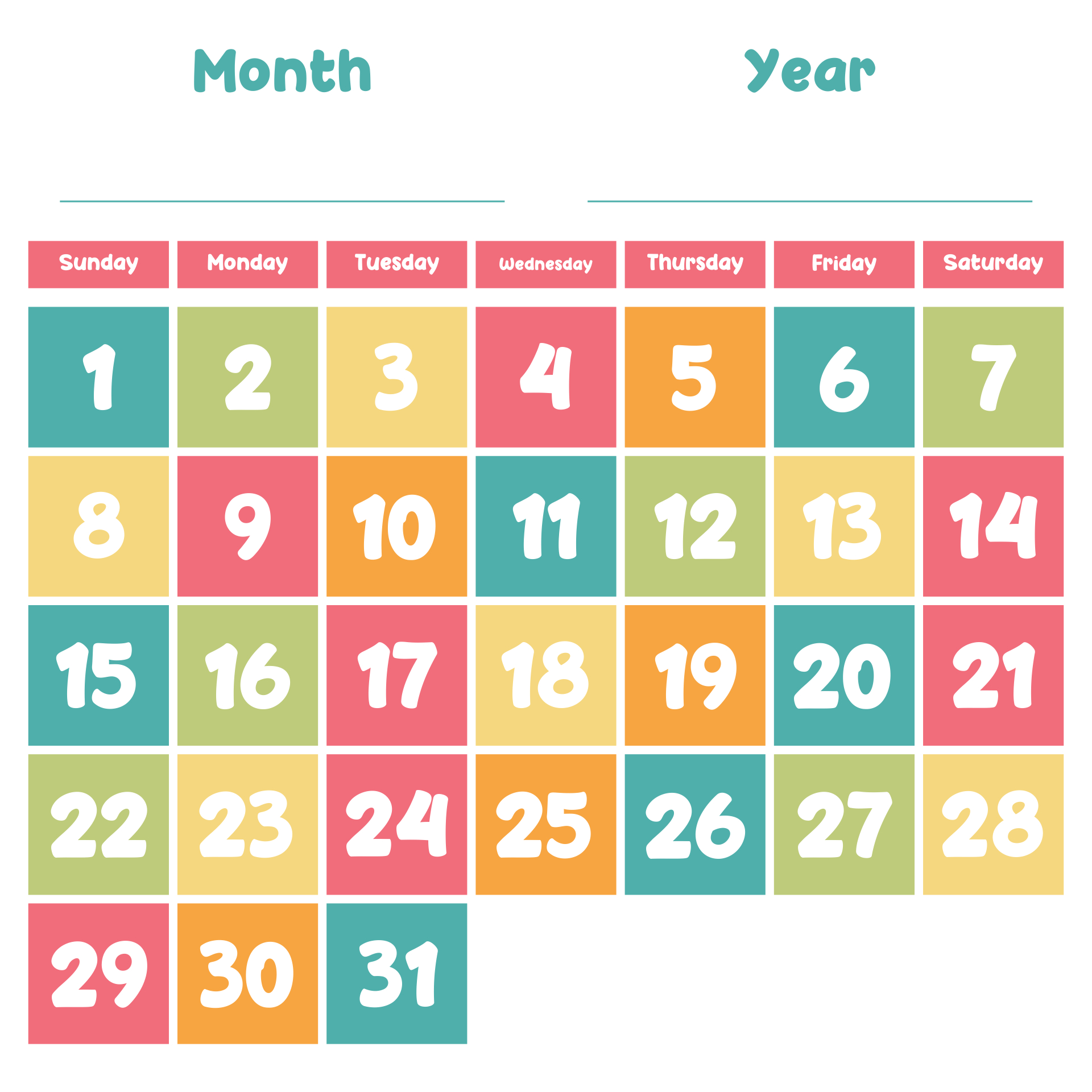 8 Best Printable Spring Calendar Numbers - Printablee-Free Large Number Printable Calendars