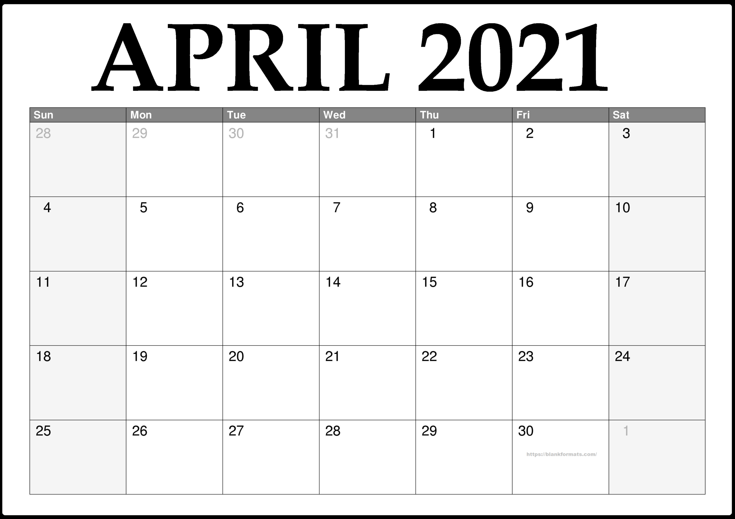 April 2021 Calendar Pdf, Word, Excel, Documents Sheet-Printable Monthly Calendar 2021