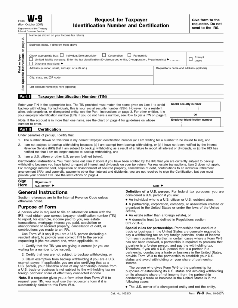 Blank W 9 Form 2020 Printable Free Example Calendar-Blank W-9 Form 2021