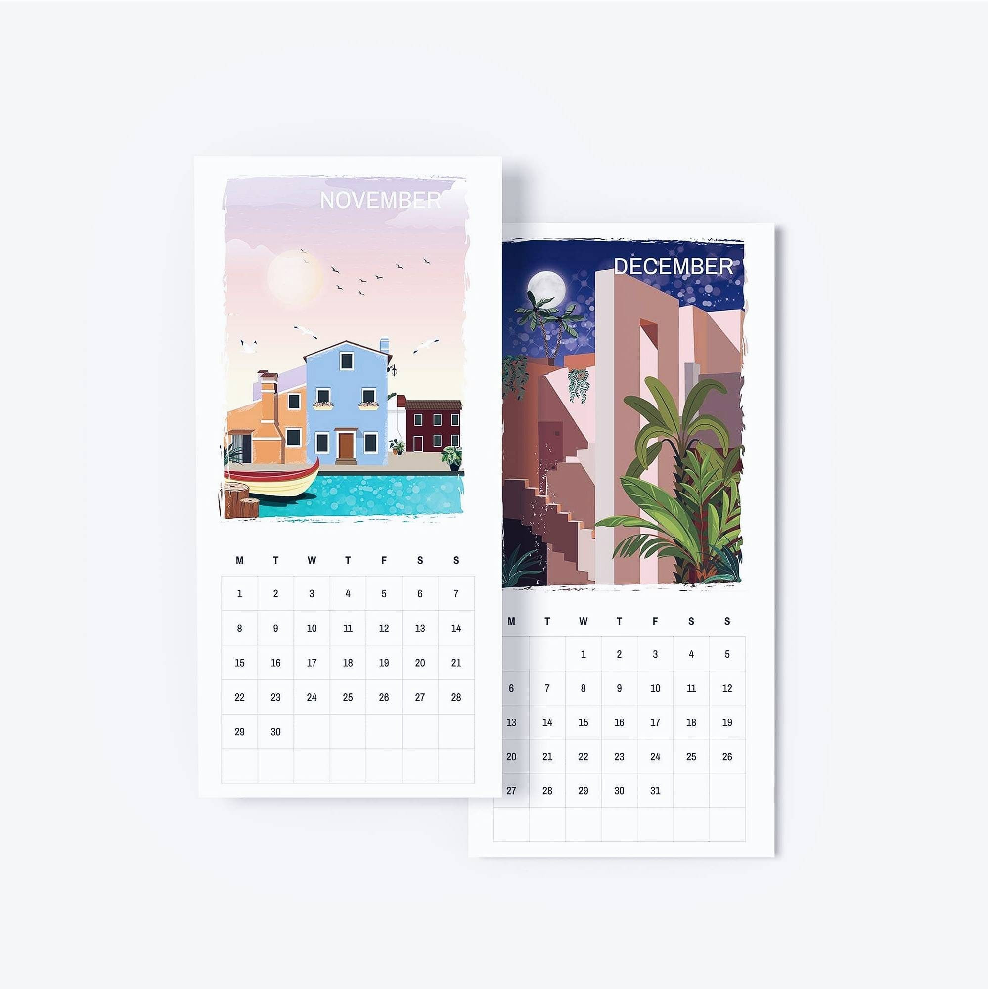 Calendar 2021, Travel, Poster, Poster, Illustration, Print-2021 Calendar For Vacation