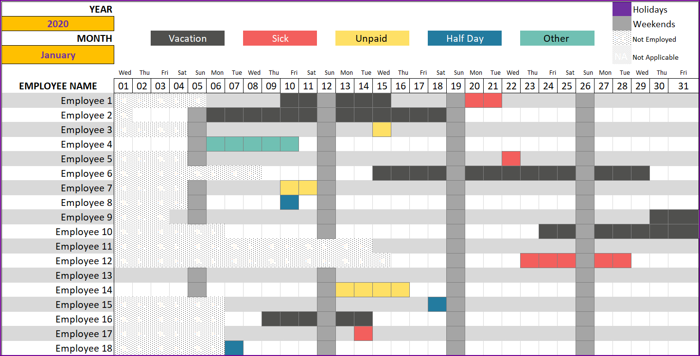 Countdown Days In Excel With Conditional Formatting-2021 Excel Calendar Employee Leave