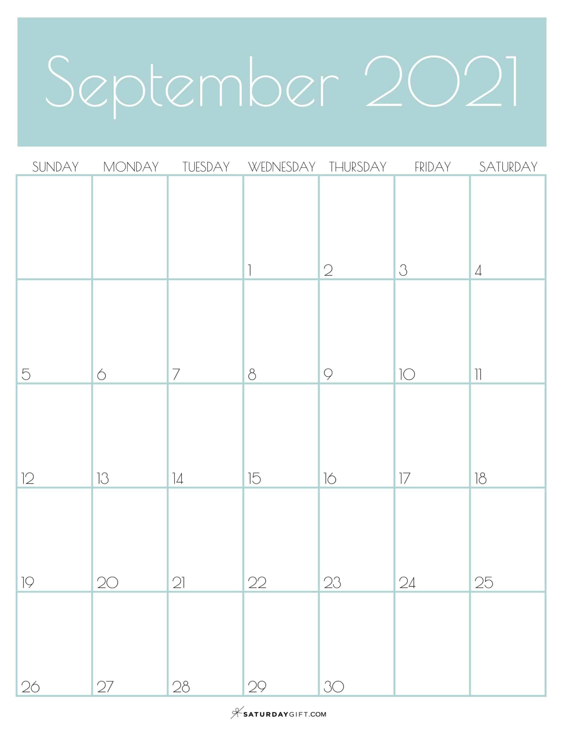 Cute (&amp; Free!) Printable September 2021 Calendar-Calendar 2021 Sat Thru Sunday