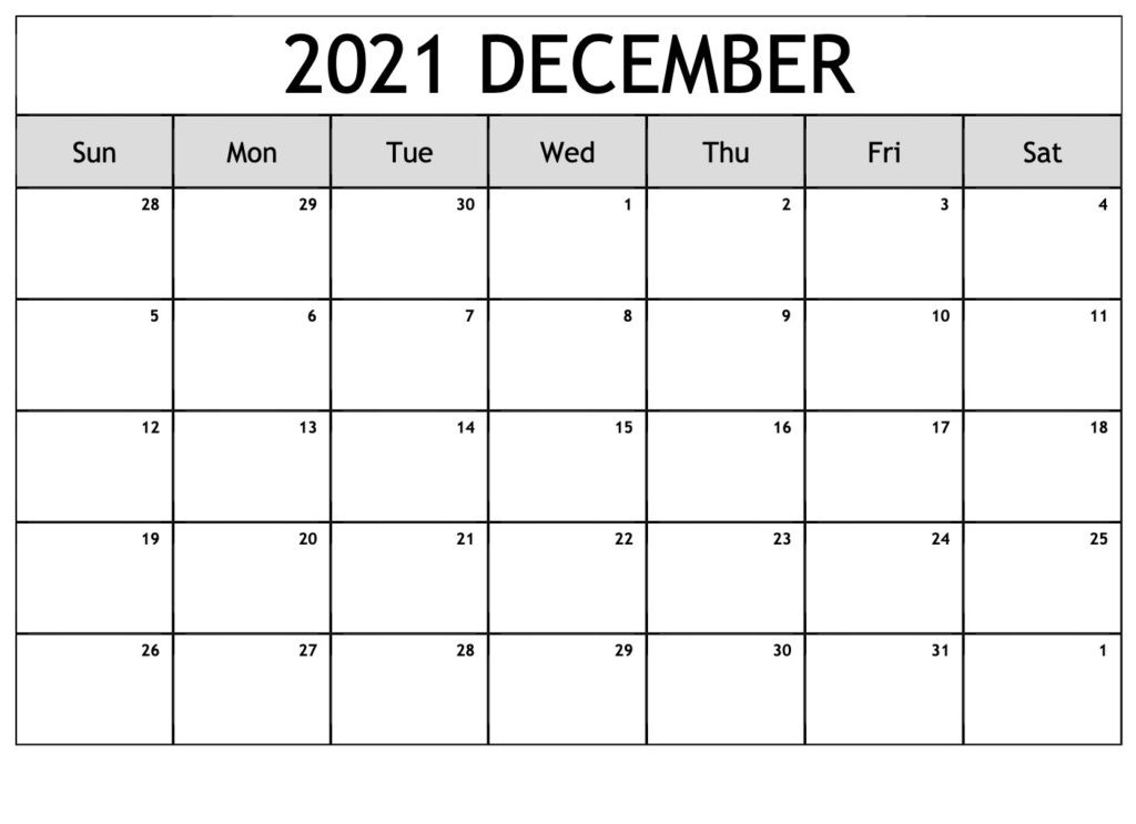 Free December 2021 Calendar Printable - Blank Templates-2021 Free Printable Monthly Calendar Pages Staple