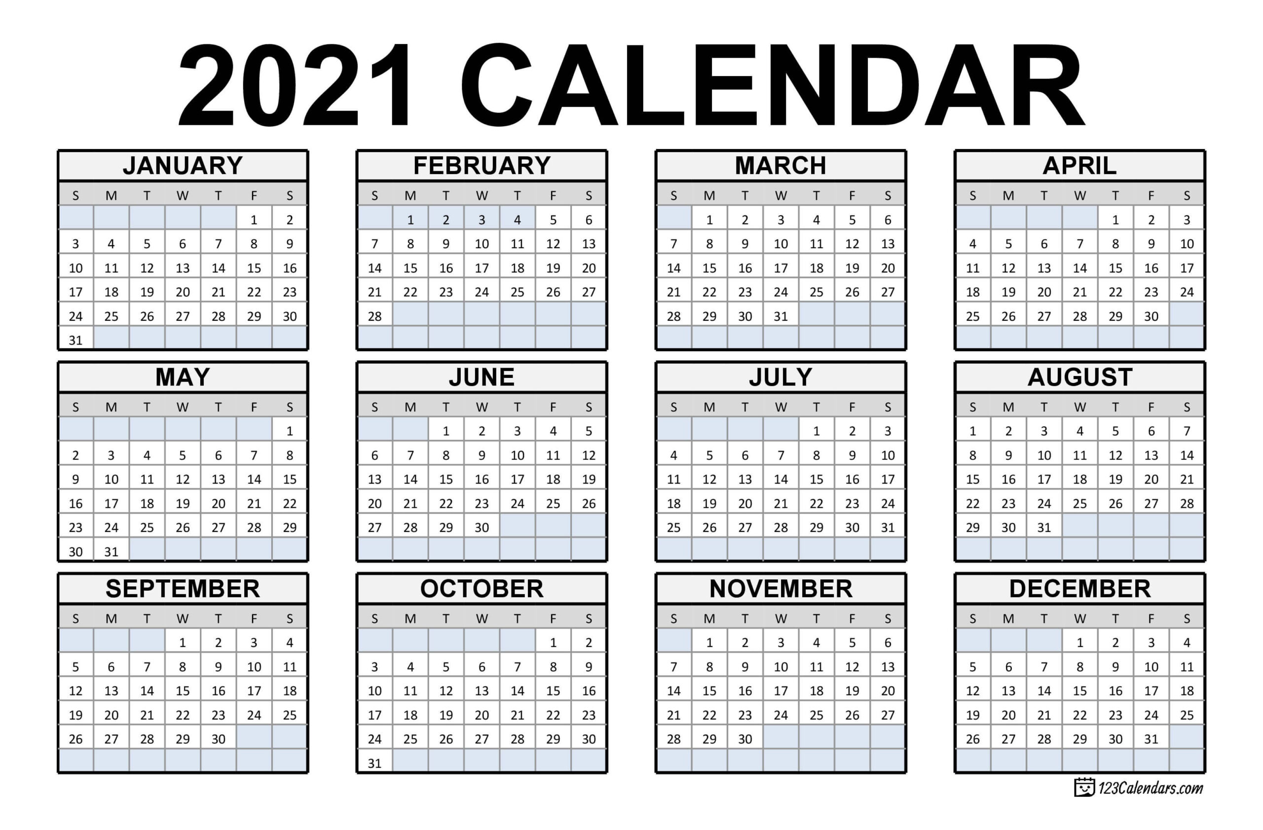 Free Download Canadian 2021 Calendar / 2021 Calendar With-Free Blank Printable Monthly Calendar 2021