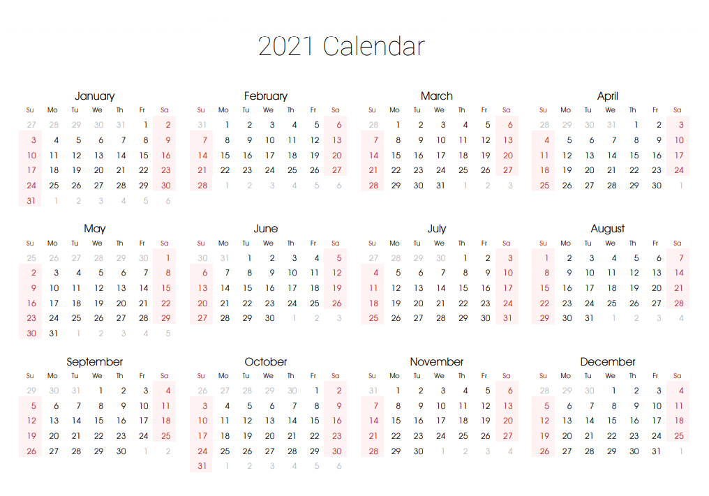 Free Editable 2021 Calendar Printable Template-Calendar Template 2021 Printable Free