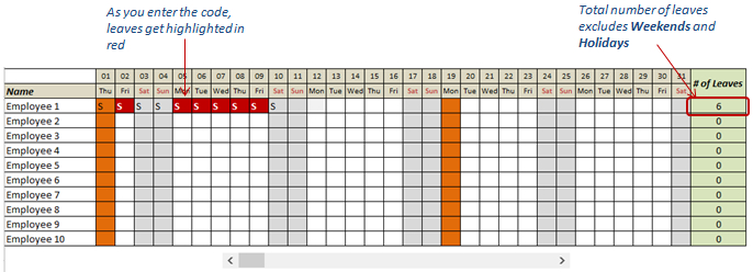 Free Excel Leave Tracker Template (Updated For 2021-2021 Employee Vacation Schedule