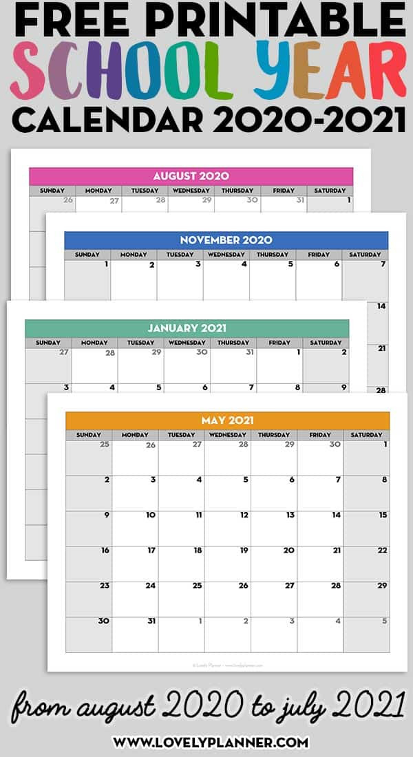 Free Printable 2020-2021 Monthly School Calendar Template-2021 Printable 2 Page Monthly Calendar