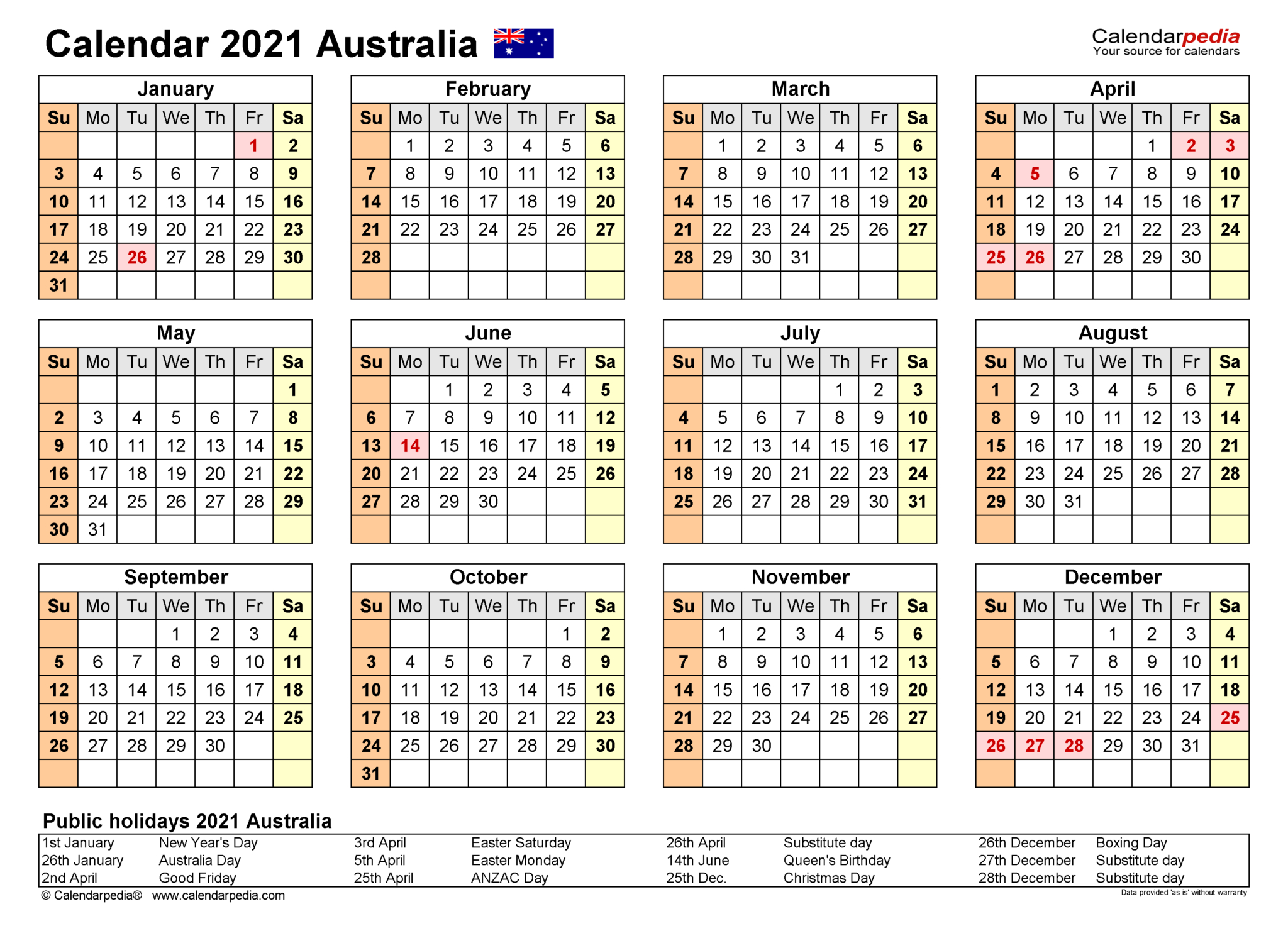 Free Printable 2021 Yearly Calendars-Calendar Template 2021 Printable Free