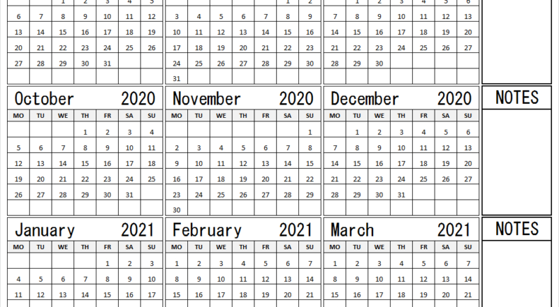 July 2020 To March 2021 Calendar Template | Pinterest, Reddit-2021 81/2 By 11 Attendance Calendar Template