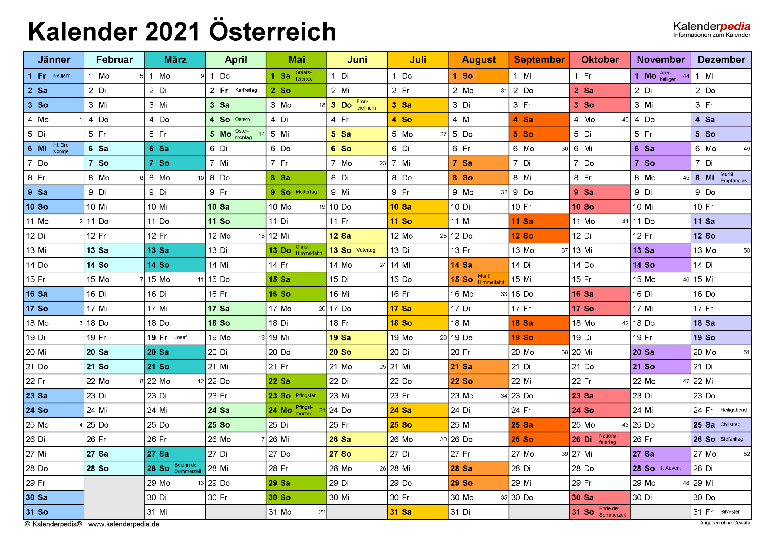 Kalender 2021 Österreich Zum Ausdrucken Als Pdf-Kalender 2021 Planer Zum Ausdrucken