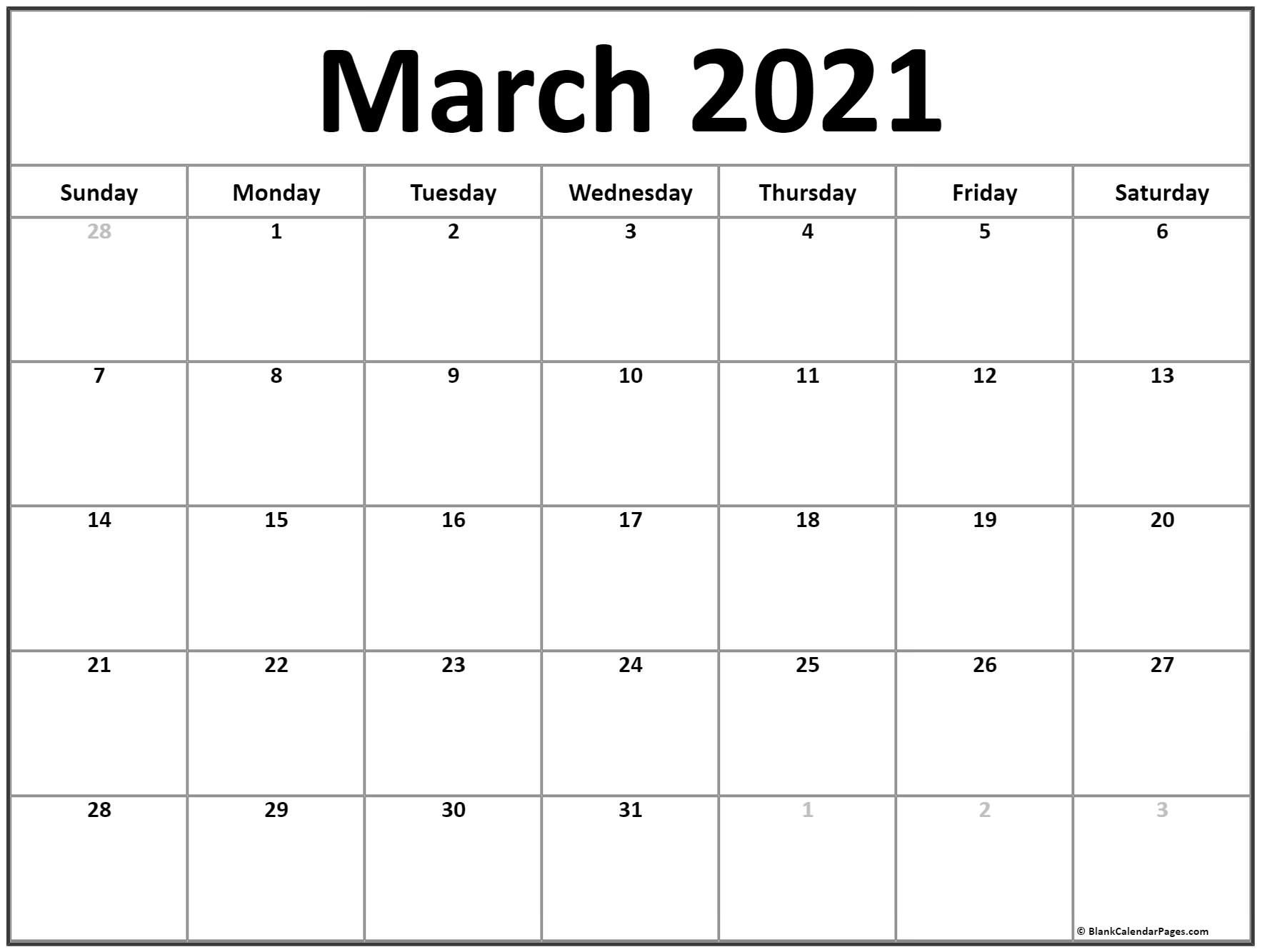 March 2021 Calendar | Free Printable Calendar Templates-Printable Calendar 2021 For Monthly Bills