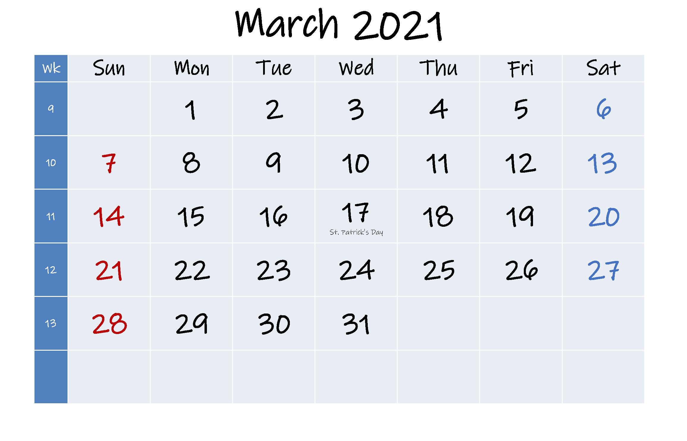 March 2021 Calendar In Pdf Word Excel Printable Template-Excel Vacation Calendar Template 2021