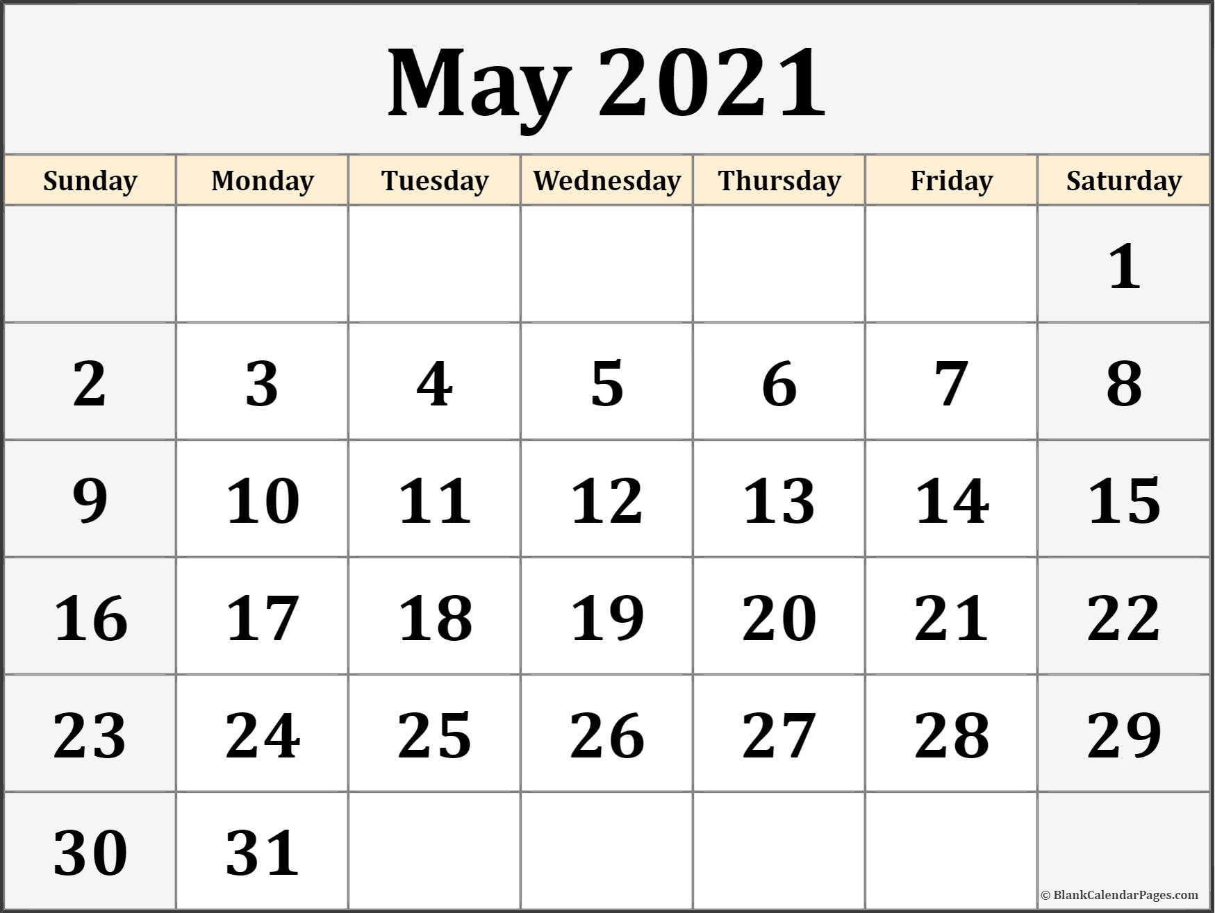 May 2021 Calendar | Free Printable Calendar Templates-Printable Monthly Calendar 2021