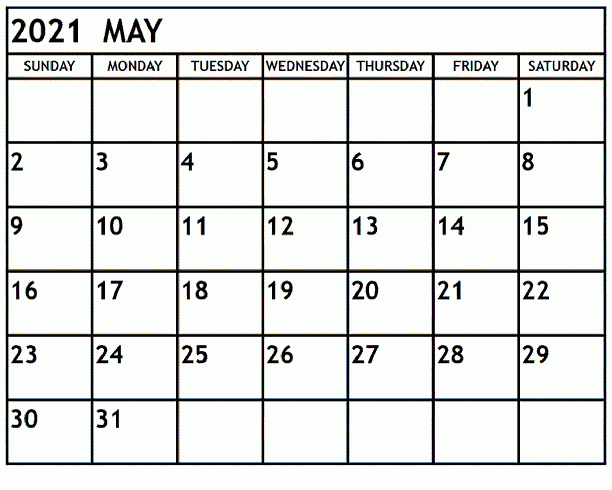 May 2021 Calendar Template With Holidays - Thecalendarpedia-2021 Calendar Squares To Rpint
