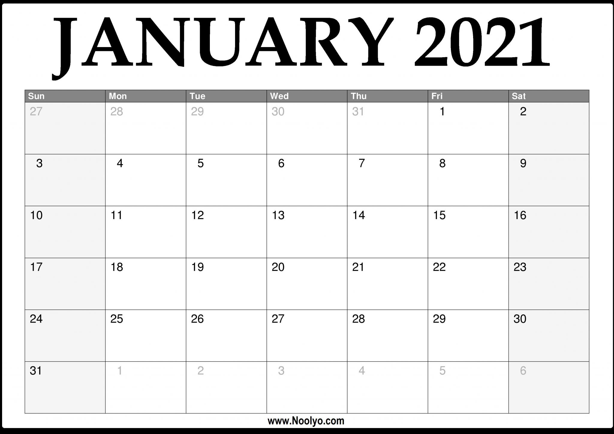 Monthly 2021 Printable Calendar - Calendar 2021-2021 Blank Vacation Calendar