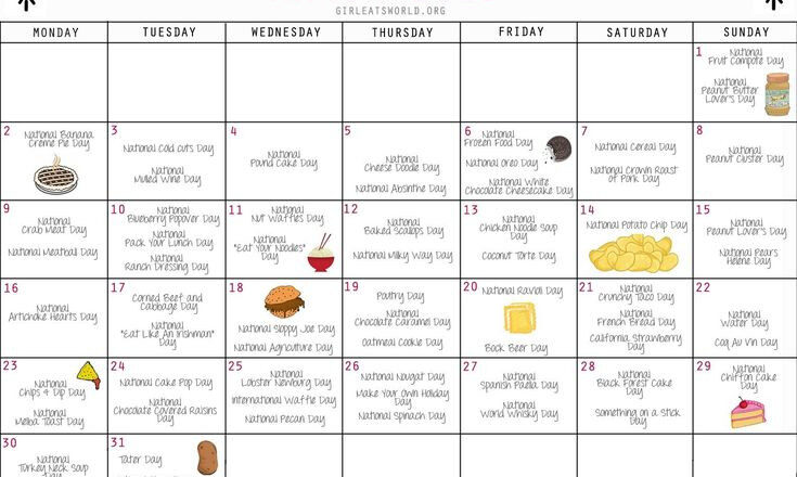 National Food Day Calendar Printable Printable Calendar-National Food Days 2021 Calendar