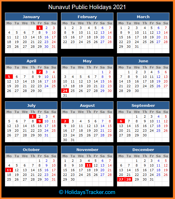 Nunavut (Canada) Public Holidays 2021 - Holidays Tracker-2021 Calendard For Vacation Schedule