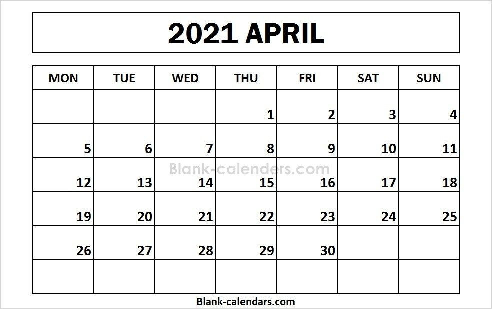 Printable April 2021 Calendar Monday Start | Calendar-Free Sample Printable Blank Editable Calendar For Monday - Friday June 2021