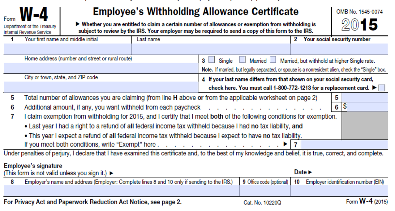 Printable W4 Tax Form 2015 | W4 Form 2021 Printable-Printable 2021 2021 W 4 Form