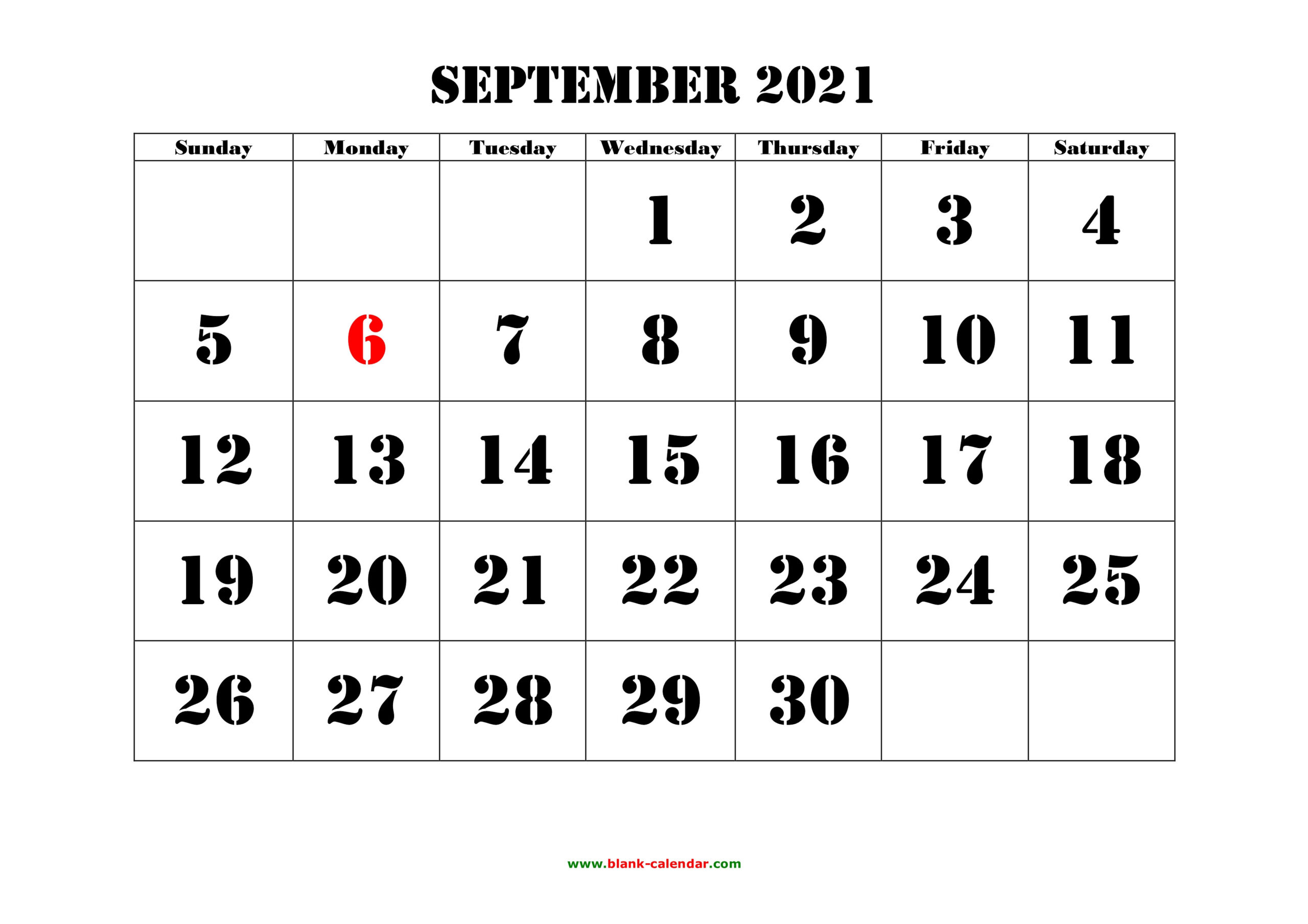 September 2021 Printable Calendar | Free Download Monthly-Printable Monthly Calendar 2021