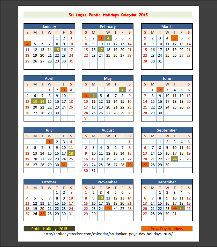 Sri Lanka Public Holidays 2015 - Holidays Tracker-Mercantil Holidays For 2021 Sri Lanka