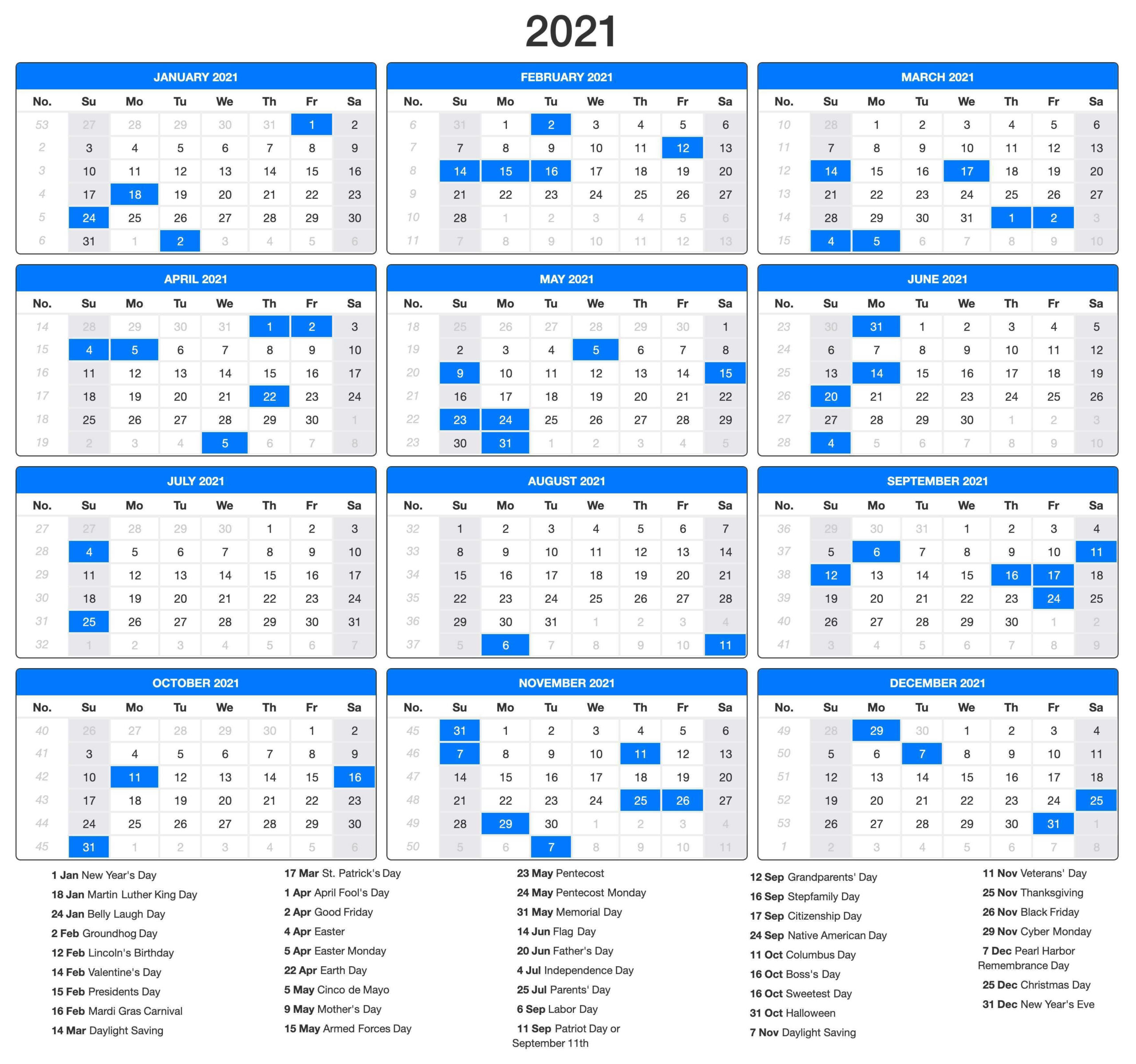 Us Holiday Calendar For 2021 - Dayholie-Excel Vacation Calendar Template 2021