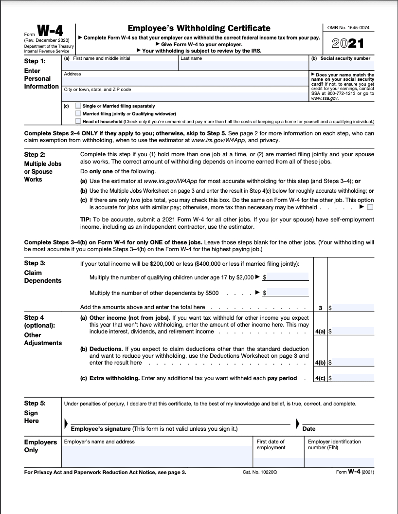 W-4 Form: How To Fill It Out In 2021-Printable 2021 2021 W 4 Form