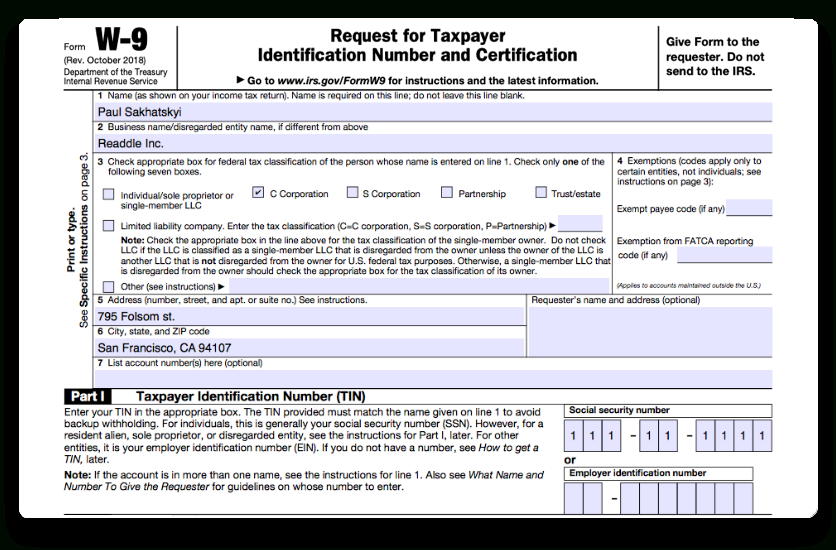 W9 2018 Printable | Tutore - Master Of Documents-2021 W9 Blank Form