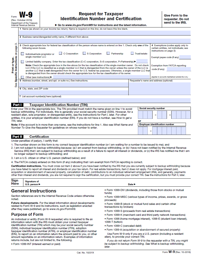 W9 Form 2021 Printable, Blank-Blank W-9 Form 2021