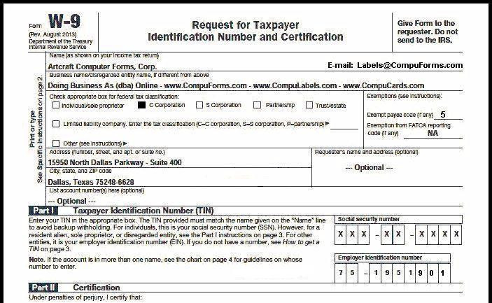 W9 Form, Print W9 Form, Tax Payer Id Number, Compuforms-2021 Editable W-9