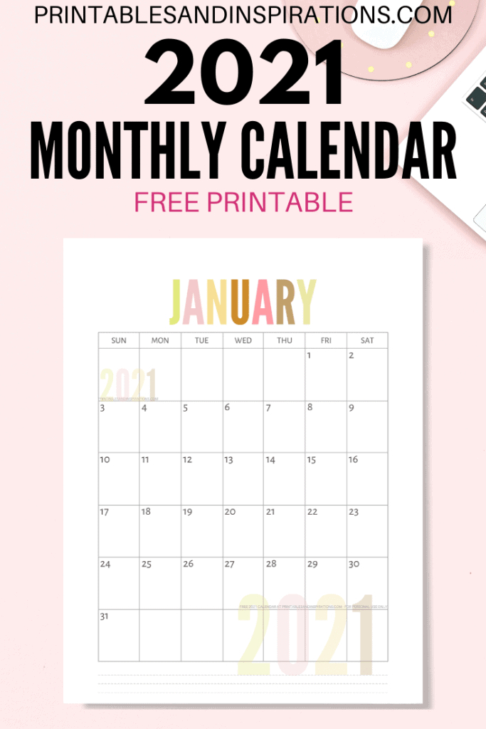 13 Cute Free Printable Calendars For 2021 You&#039;Ll Love-Free Printable Calendar 2021