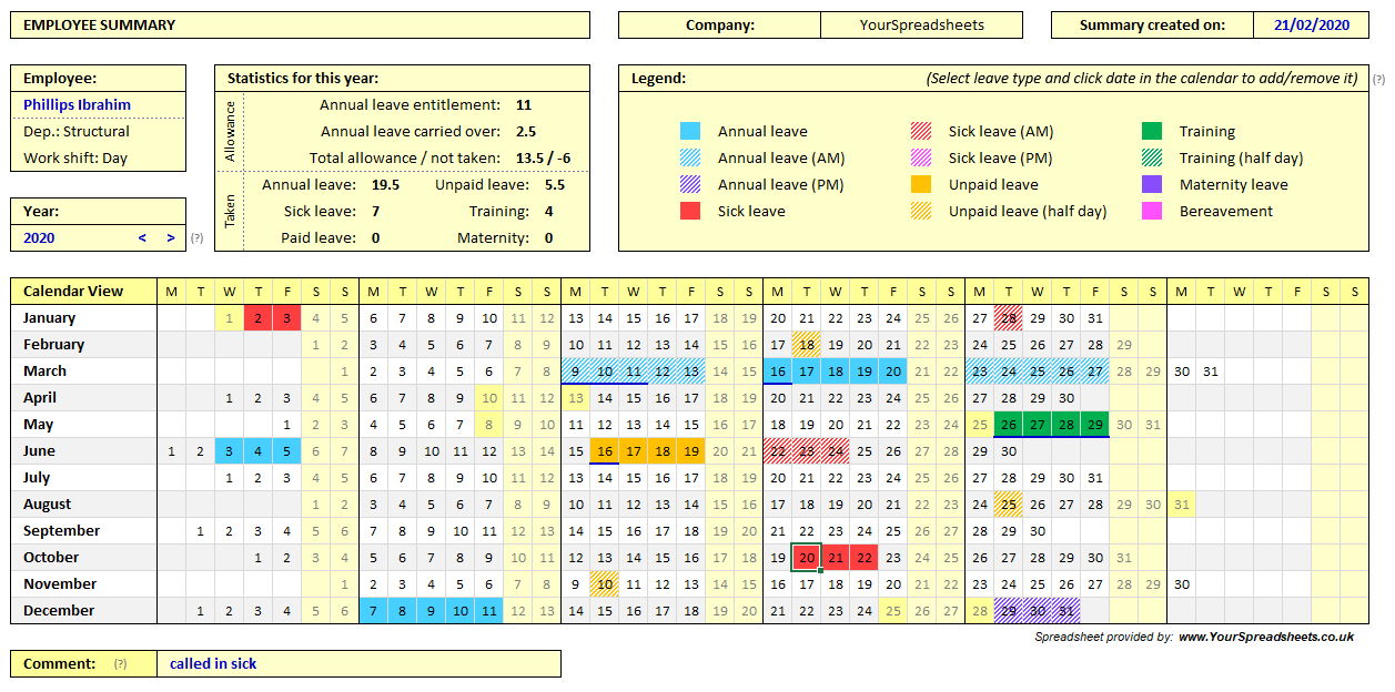 16+ Employee Attendance Tracker Free - Excel Templates-2021 Employee Vacation Calendar Tracking