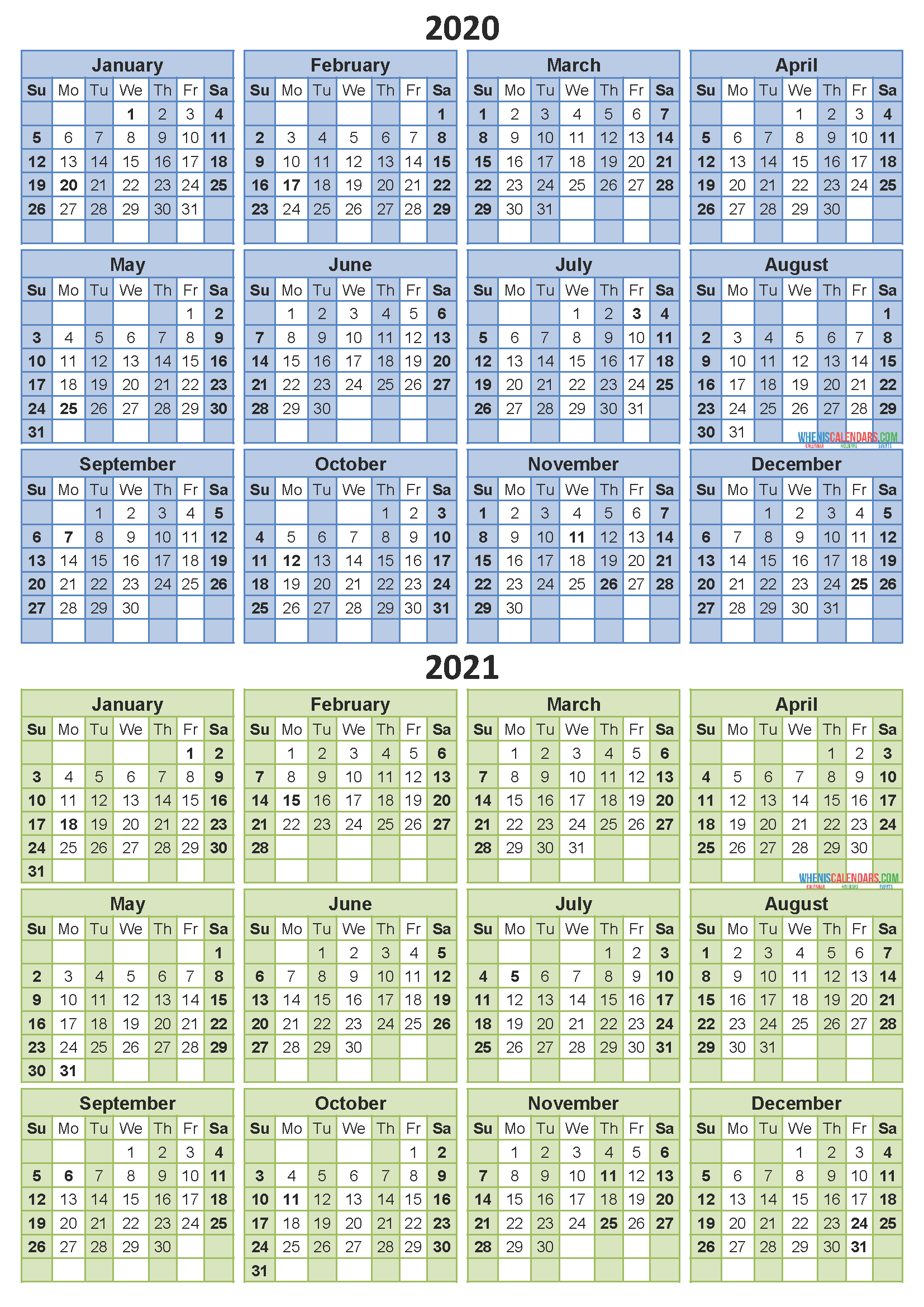 2 Year Calendar Printable 2020 2021 Word, Pdf, Image-2021 Yearly 2 Page Calendar