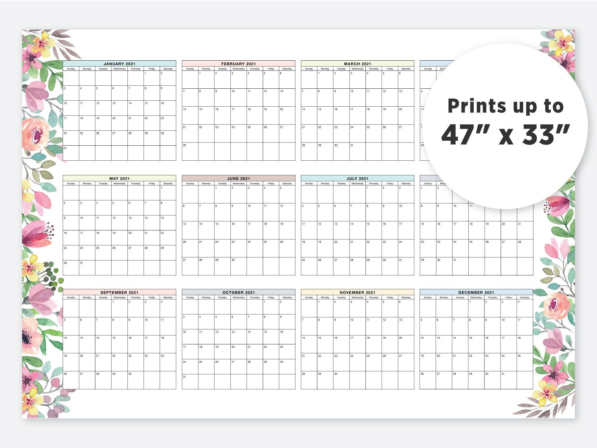 20+ Calendar 2021 Large - Free Download Printable Calendar-Monthly Calendar Printable 2021 A3