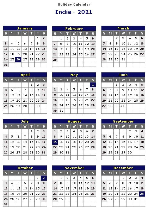 20+ Calendar 2021 Of India - Free Download Printable-Printable 2021 Vacation Calender