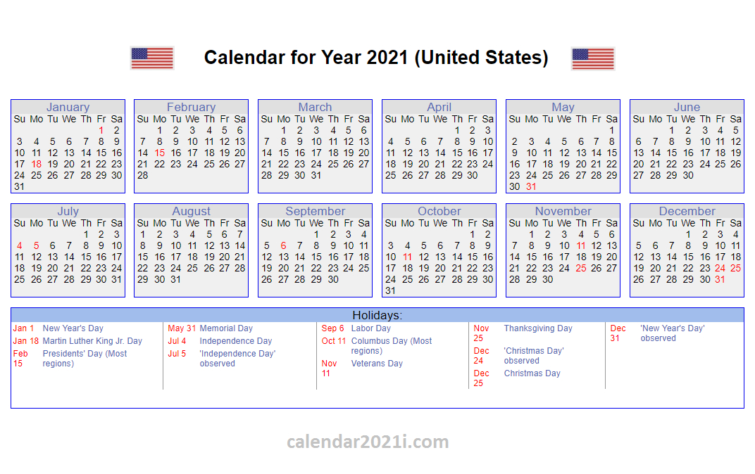 20+ Federal Holidays 2021 - Free Download Printable-Employee Vacaton Calendar 2021