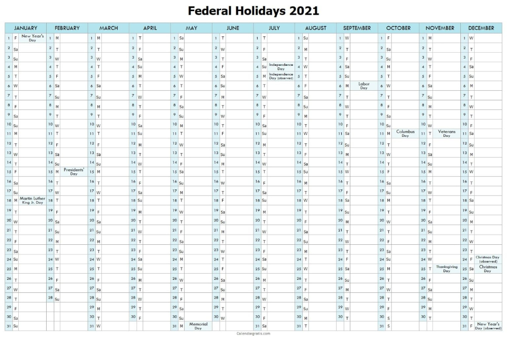 20+ Federal Holidays 2021 - Free Download Printable-Excel Vacation Schedule 2021