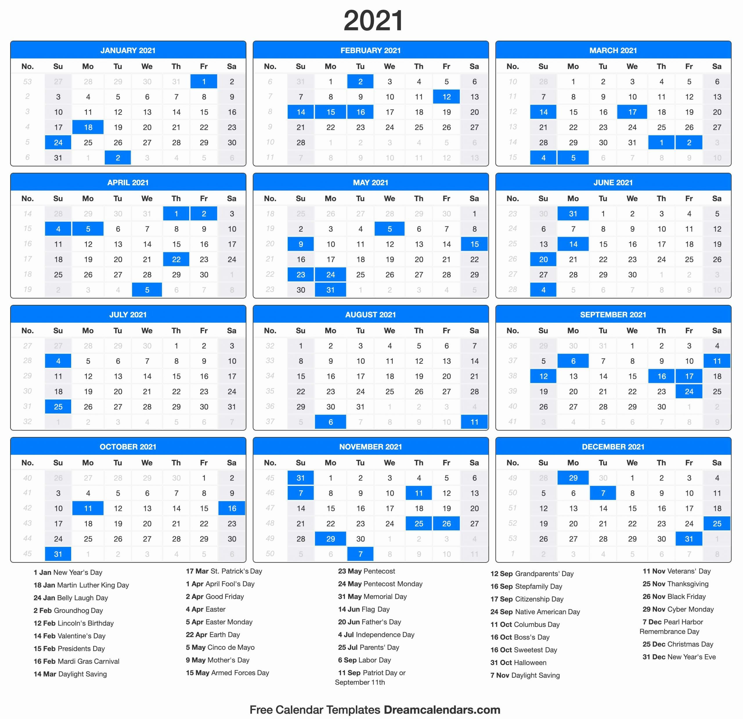 20+ Monthly Calendar 2021 - Free Download Printable-2021 Calendar With Large Squares