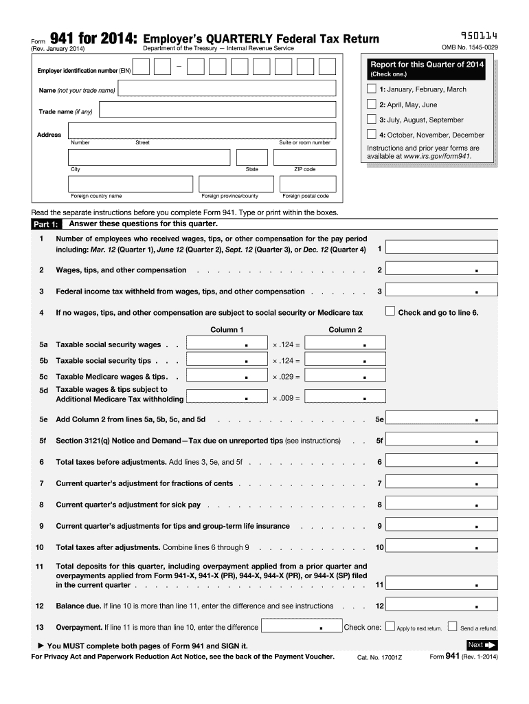 2014 Form Irs 941 Fill Online, Printable, Fillable, Blank-Irs Forms 2021 Printable Quarterly Estimate Taxes