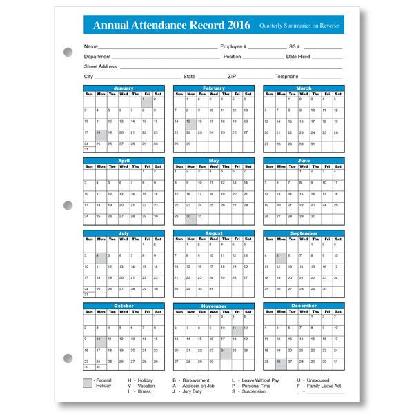 2016%2Bemployee%2Battendance%2Bcalendar%2B3 | Calendar-2021 Free Printable Absentee Calendars