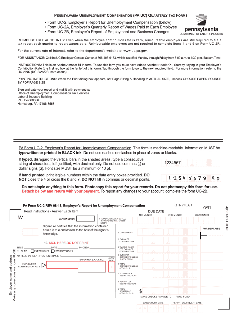 2018-2021 Form Pa Uc-2 Fill Online, Printable, Fillable-Irs Forms 2021 Printable Quarterly Estimate Taxes
